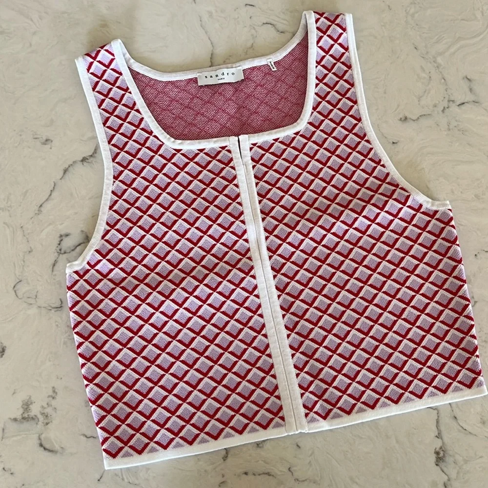 Sandro Matching Set Skirt & Top - Pink/Red Pattern - S - Picture 3 of 15